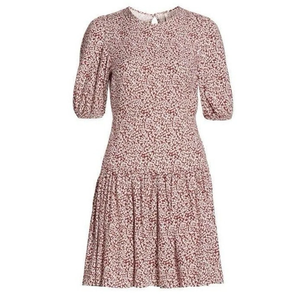 Free People Dancing in the Dark Mini Dress Red Burgundy Floral Boho Open Back S - Picture 5 of 15
